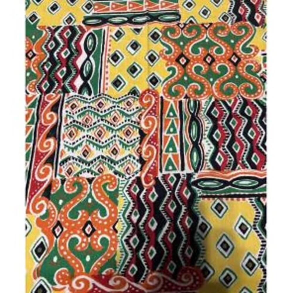 Vintage Cranston Print Works Mod Geometric Patchwork Cotton Fabric 2.25 Yards